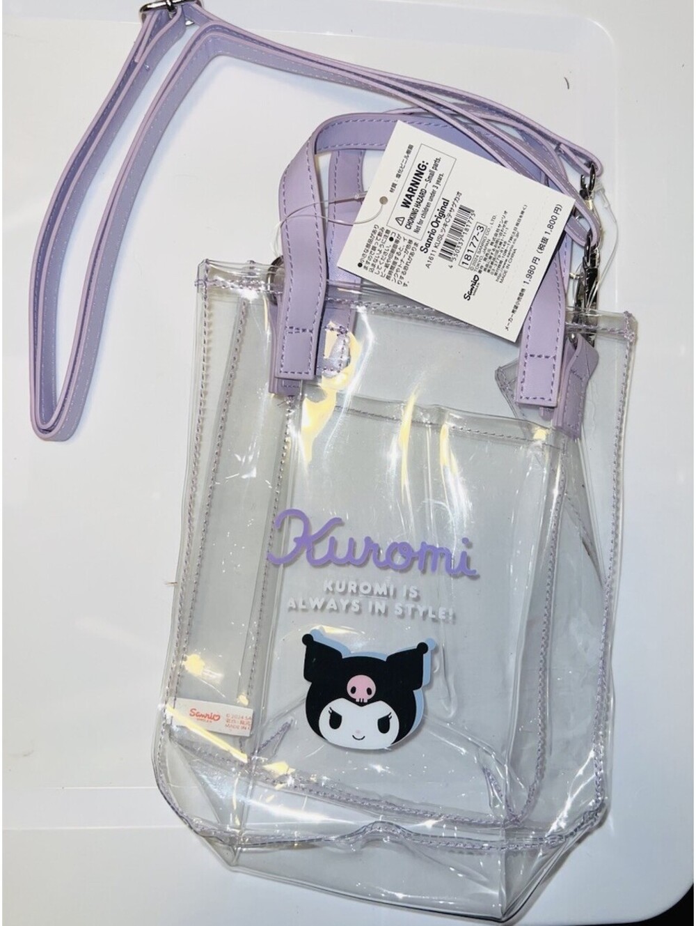 Sanrio Hello Kitty Kuromi Clear Mini Tote and Crossbody Bag New